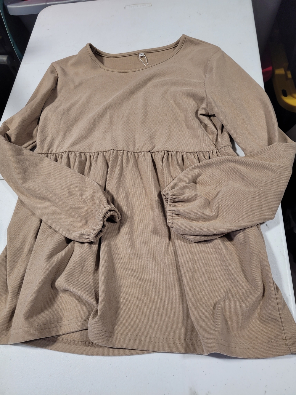 Women's Peplum Long-Sleeve Top - Taupe